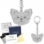 Mejk Jewellery Chihuahua Hosszú hajú kulcstartó Ezüst 925 Ajándék Dedikálás Gravírozás Ingyenes (BE R364)