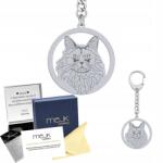 Mejk Jewellery Ezüst kulcstartó Norvég macska erdei 925 Ajándék Ékszer Gravírozás (brelok do kluczy z Kot Norweski Leśny)