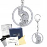 Mejk Jewellery Ezüst kulcstartó Maine Coon 925 Ékszer Ajándék Gravírozás Ingyenes (brelok do smyczy z kotem Maine Coon)