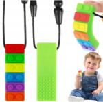  Logopédiai Rágóka Terápiás Építőkocka Nyugtató Érzékszervi Nyaklánc (klocek gryzak logopedyczny dzieci naszyjnik)