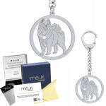 Mejk Jewellery Kulcstartó Samoyed Ezüst 925 Ékszer Ajándék Nő Gravírozás Ingyenes (Samoyed )