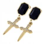 Xuping 4824 Arany színű, sebészeti acél fülbevaló, lógós, keresztes, celebstílus