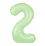 PartyPal Fólia lufi Szám 2 Pisztáciás 100cm nagy szám alakú hélium lufi