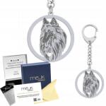 Mejk Jewellery Ezüst kulcstartó Tervueren juhászkutyával, 925-ös, női, gravírozható (BRELOK DO KLUCZY OWCZAREK TERVUEREN)