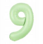 PartyPal Fólia lufi Szám 9 Pisztáciás 100cm nagy szám alakú hélium lufi