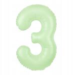 PartyPal Fólia lufi Cyfra 3 Pisztáciás 100cm nagy szám alakú hélium lufi