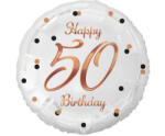 GoDan Fólia lufi 50. Születésnap fehér kerek 45cm Héliumos Születésnapi