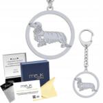 Mejk Jewellery Ezüst kulcstartó Tacskó hosszú szőrű 925 Ajándék Gravírozás Ingyenes (Brelok z Jamnikiem Długowłosym)