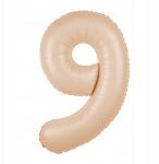 PartyPal Fólia lufi 9-es szám Beige Karamell Barna 100cm nagy héliumos lufi