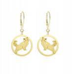 Mejk Jewellery Aranyozott Skót Macska Kolczyki 925 Ezüstből, Ajándék, Akasztós, Gravírozható (Kolczyki Złote Kot Szkocki Straight)