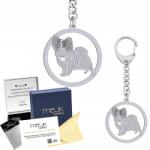 Mejk Jewellery Ezüst kulcstartó Papillon kutyával, 925-ös, ajándék ékszer, gravírozható (Papillon)