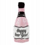 PartyPal Fólia lufi Pezsgő Happy New Year rózsaszín 49x100cm Szilveszteri Dekoráció