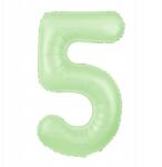 PartyPal Fólia lufi Szám 5 Pisztáciás 100cm nagy szám alakú hélium lufi