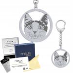 Mejk Jewellery Ezüst kulcstartó Japán macska Bobtail 925 Ajándék Ékszer Gravírozás (brelok do kluczy z Kot Japoński Bobtail)