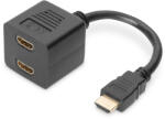 Wiretek Digitus AK-330400-002-S 0, 2 M HDMI A 2 x HDMI Type A Fekete HDMI kábel (ACKABI5037)