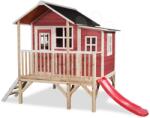 EXIT Toys Căsuță din cedru pe piloni Loft 350 Red Exit Toys mare cu acoperiș impermeabil și tobogan roșie (ET50041300) Casuta pentru copii