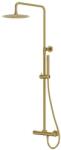Lavita Set de duș LaVita, Verdi, cu baterie termostatică, pălărie dus rotunda, bara si furtun, 1 jet, Brushed Gold (41659)