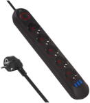 Maclean Prelungitor Maclean power strip, 5 socket extension cable + 3xUSB, 110-240V AC 50/60Hz, 2.1A max 2500W, 1.5m, black, MCE395 B (MCE395 B) - vexio