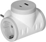 Orno 2P+Z Schuko Elosztó 2xUSB Töltővel, Gyorstöltés, Fehér-Szürke - fizz