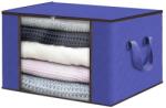 Teno Teno® Tároló és rendszerező doboz, összecsukható, megerősített fogantyúval és átlátszó ablakkal, ruhák/paplanok/párnák/ágynemű/játékok tárolására, 84 L, 60x40x35 cm, kék (TENO1031)