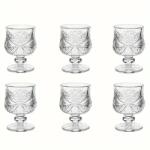 ABYZ Set 6 Pohár Díszes Lábú Üvegből - Elegáns Vintage Modell, 45 ml Kapacitás, Ideális Likőrhöz és Aperitifekhez - ABYZ (A-11786)
