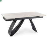 Mebel Elite Kihúzható kerámia étkezőasztal 160-220 cm méretben, fehér márvány/fekete színben DEVON