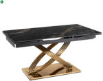 Mebel Elite Kihúzható kerámia étkezőasztal 160-240 cm méretben, fekete márvány/arany színben IBIZA