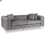 Mebel Elite Háromszemélyes kanapé szürke színben, bársony kárpittal SORRENTO 3S