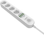 Energizer Prelungitor Prelungitor Energizer Max 8 în 1, 4 x AC Schuko + 4 x USB-A, 2500W, 10A, 2 M, Alb, EPB2500W00EU (EPB2500W00EU) - pcone