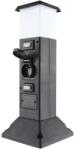 Solight PG05 kerti oszlop 230V 2 aljzattal, LED világítással, fekete
