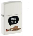 Zippo vajszínű benzines öngyújtó - I Need Coffee lajhár mintával (Z-190105-1)