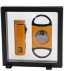 Jean Claude „Che szivaros szett - 3 jet lángos öngyújtó és dupla pengés szivarvágó, sárga-fekete (H-244911)