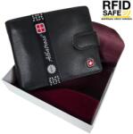 ALBATROSS RF védett fekete színű, patentos nyelves nagy férfi bőr pénztárca ABL-312 - minosegitaska