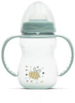 Lorelli My Friend Cumisüveg 0+-os cumival, Zöld méhecske Fogóval széles szájú 0+ hó (250 ml/db) - diaper