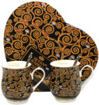 Queen Isabell Klimt porcelán bögre szett kanállal - 350 ml - Életfa - szív dobozos (IMO-PP-W23KL893-2-04341)