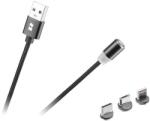 Rebel Cablu USB magnetic 3 in 1 Rebel, 1 m, negru, MicroUSB/USB-C/Lightning (RB-6004-100-B)