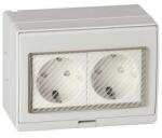  Priza dubla Schuko IP55 pentru exterior, montaj aplicat pe perete (E-PREX2)