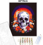  Baljós virágkoszorú koponya - számfestő készlet - 60×70 cm (Keret nélkül)