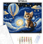  Bájos álmodozó kiscica - számfestő készlet - 50×60 cm (Keretre feszítve)