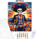  Virágmezős csontváz - számfestő készlet - 60×70 cm (Keretre feszítve)