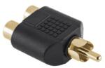  Adaptor RCA tata la 2x RCA mama, contacte aurite (Gold) pentru audio-video (ZLA0307)