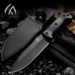 HUANG FU Túlélő taktikai kés kültéri használatra, éles fix pengés kés, egyenes kés (888999162451)