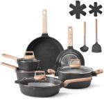 VEVOR Set vase VEVOR 17 piese antiaderent pentru plite inductie culoare neagra (SS-LY-05)