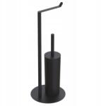 AWD Interior WC-papír tartó állvány Wc kefével Fekete Fém Fürdőszobai (AWD02071825)