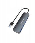 Wozinsky 4 portos Usb-a elosztó kapcsolókkal, alumínium ház szürke (5907769366451)