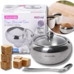 Kamille Cukortartó Acél Teáskanállal Kamille (KM-7002 CUKIERNICA STALOWA Z ŁYŻECZKĄ)