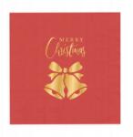 PartyPal Papírszalvéta Csengő Karácsony piros 33x33cm 10db (PP512636)