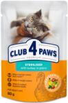 CLUB 4 PAWS Premium Sterilized with Turkey in Gravy, Pulyka szószban nedves macskaeledel ivartalanított macskáknak, 80 g. Minimum rendelés: 24 db !