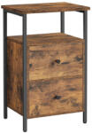 VASAGLE Éjjeliszekrény, 2 fiókos kis asztal, rusztikus barna és fekete