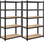 SONGMICS Nagy teherbírású tárolópolc szett (2 db), fekete